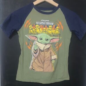 Star Wars Mandalorian Tee Green and Blue Short Sleeve